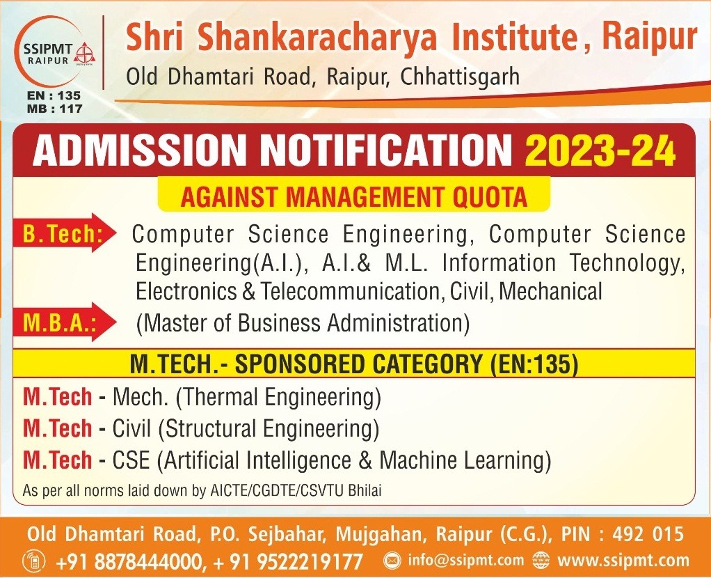 Admissions at SSIPMT Raipur